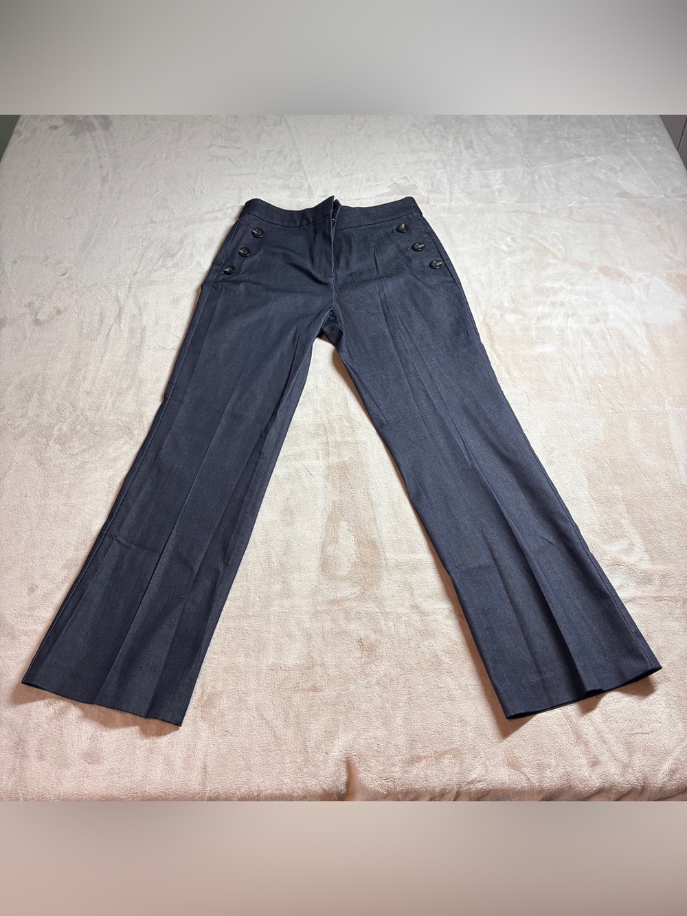 NWT Ann Taylor The Sailor Flare Pants Navy High Rise Wide Leg Women’s 8 Petite